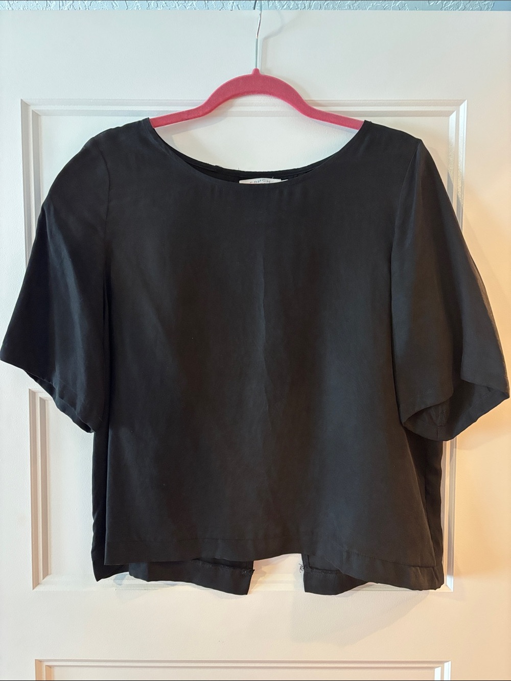 FRNCH Black Boxy Short-Sleeve Blouse